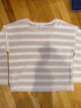 BCBGeneration Blush Pink and White Striped Knit Sweater